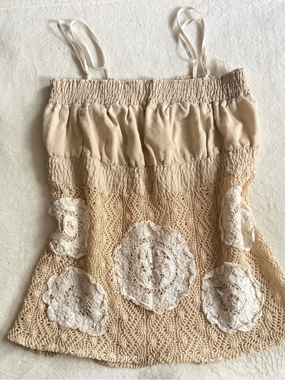 Beige Crochet Lace Sundress Top - Charlotte Russe